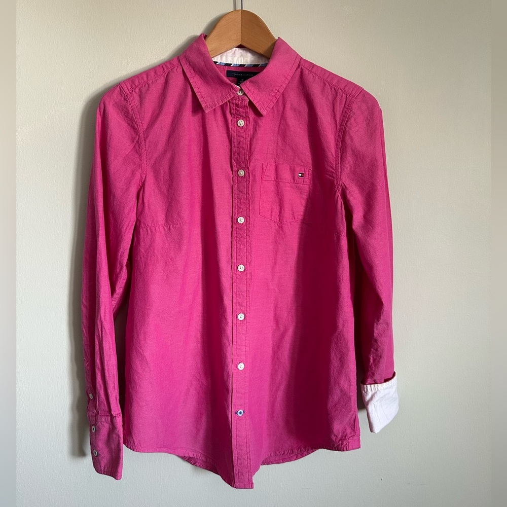 Tommy Hilfiger Women’s Vibrant Pink Button Down Shirt - Picture 3 of 10